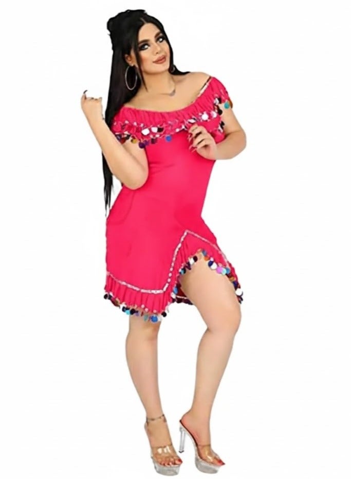 Alexandrian Oriental Galabeya, pink , one size  for women - Image 1